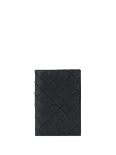 Shop Bottega Veneta Intrecciato Passport Holder In Black