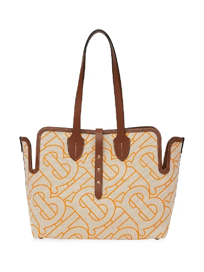 Shop Burberry Medium Monogram-pattern Tote Bag In Neutrals