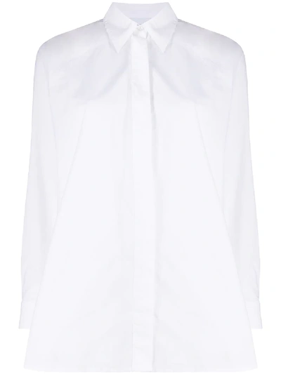 Shop Ganni Long-sleeve Buttoned Shirt In White