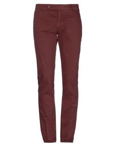 Shop Berwich Man Pants Burgundy Size 40 Cotton, Elastane In Red