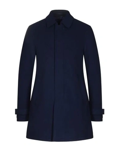 Shop Herno Man Coat Bright Blue Size 36 Virgin Wool, Polyamide
