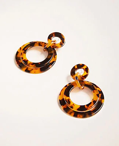 Shop Ann Taylor Tortoiseshell Print Circle Drop Earrings In Tortoise Brown