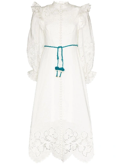 Shop Zimmermann Carnaby Laser-cut Maxi Dress In White