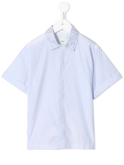 Shop Fendi Ff Collar Shirt In Blue