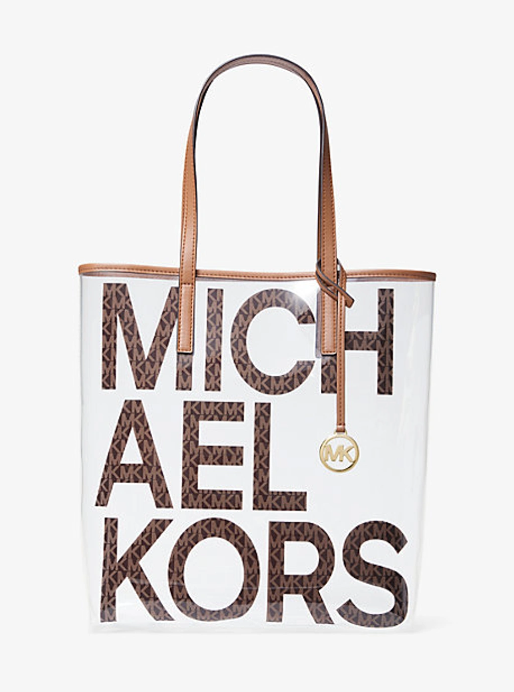 Michael Kors The Michael Large Graphic Logo Clear Tote Bag In Brown ModeSens