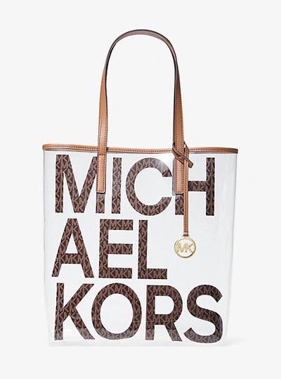 Michael Kors The Michael Large Graphic Logo Clear Tote Bag In Brown |  ModeSens