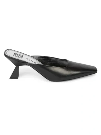Shop Givenchy Women's Square-toe Leather Mules In Black