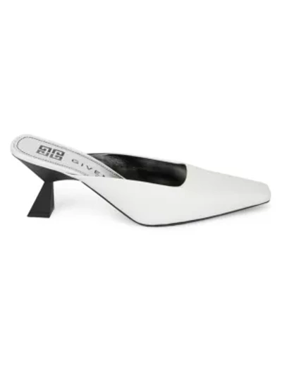 Shop Givenchy Women's Square-toe Leather Mules In White