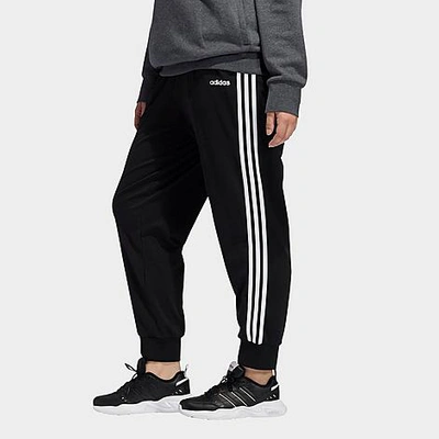 Shop Adidas Originals Adidas Women's Essentials 3-stripes Single Jersey Jogger Pants (plus Size) In Black