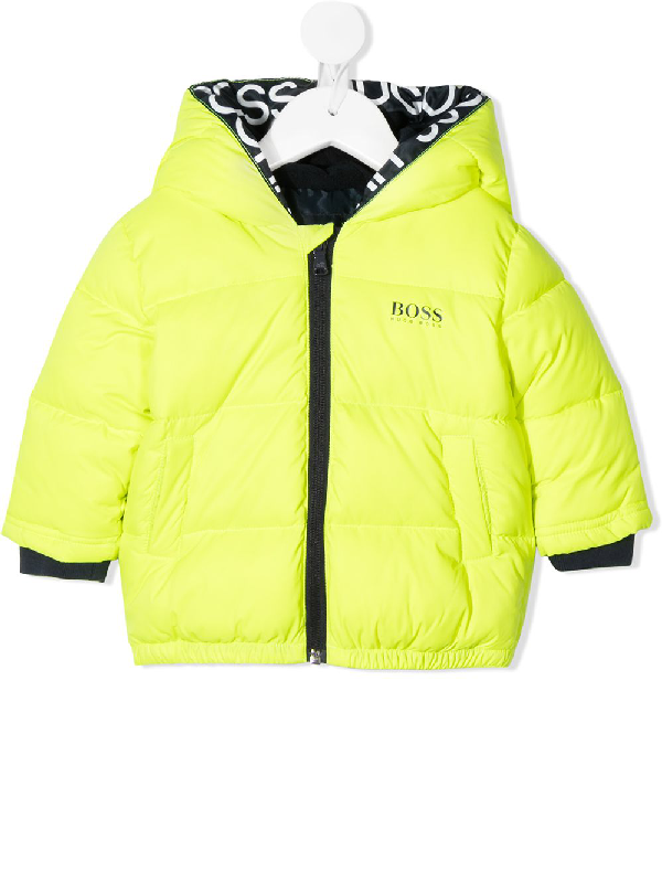 Hugo Boss Babies' Neon Puffer Coat In 