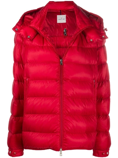 Shop Moncler Verte Down-filled Padded Jacket In Red