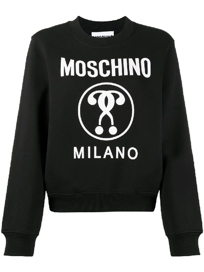Shop Moschino Milano Logo-print Sweatshirt In Black