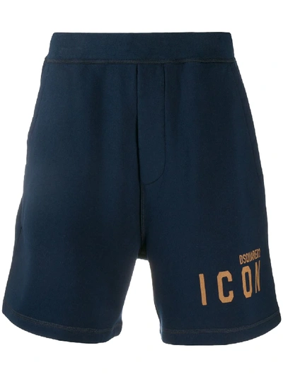 Shop Dsquared2 Icon Logo-print Track Shorts In Blue