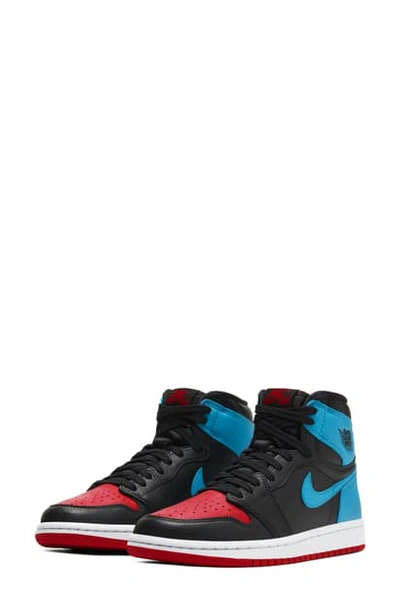 Shop Jordan Nike Air  1 High Og Sneaker In Black/ Dark Powder Blue