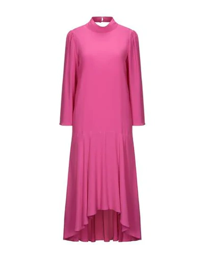 Shop Patrizia Pepe Woman Midi Dress Fuchsia Size 6 Acetate, Silk In Pink