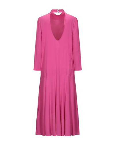 Shop Patrizia Pepe Woman Midi Dress Fuchsia Size 6 Acetate, Silk In Pink