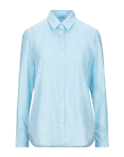Shop Golden Goose Woman Shirt Sky Blue Size S Cotton, Silk