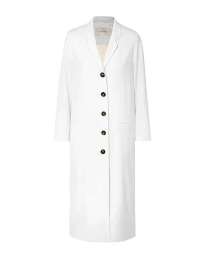 Shop La Collection Woman Overcoat & Trench Coat White Size 1 Wool, Polyamide, Elastane