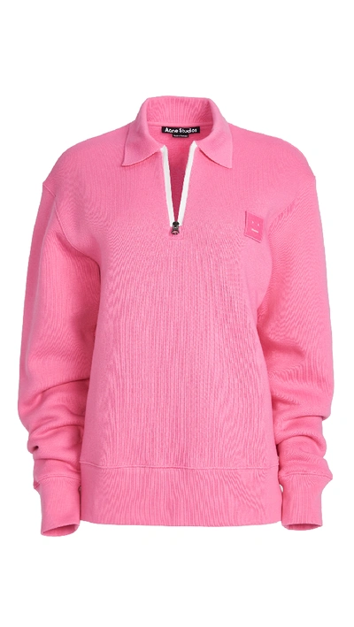 Shop Acne Studios Ferd Face Sweatshirt In Bubblegum Pink