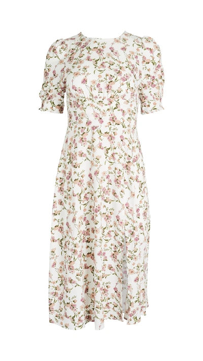 Shop Re:named Re: Named Allete Floral Midi Dress In Ivory Multi