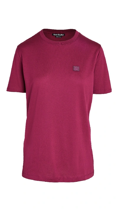 Shop Acne Studios Ellison Face T-shirt In Dark Pink