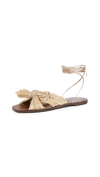 Shop Loeffler Randall Peony Pleated Knot Wrap Sandals In Gold