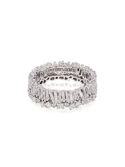 Shop Suzanne Kalan 18kt White Gold Baguette Diamond Ring In Metallic