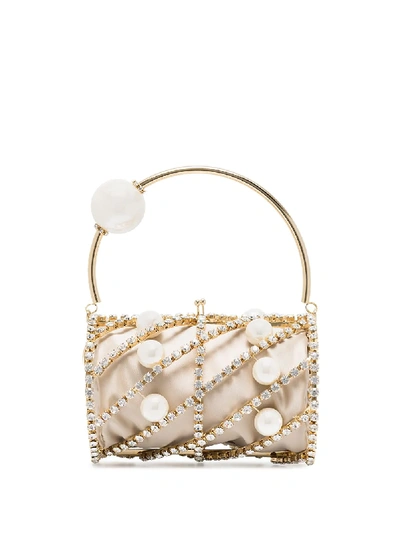 Shop Rosantica Brigitta Crystal-embellished Box Bag In Neutrals