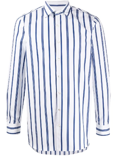 Shop Gabriele Pasini Long Sleeve Striped Print Shirt In White