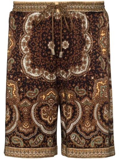 Shop Nanushka Doxxi Bandana-print Shorts In Brown