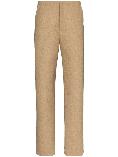 Shop Totême Alaior Slim-leg Wool Trousers In Brown