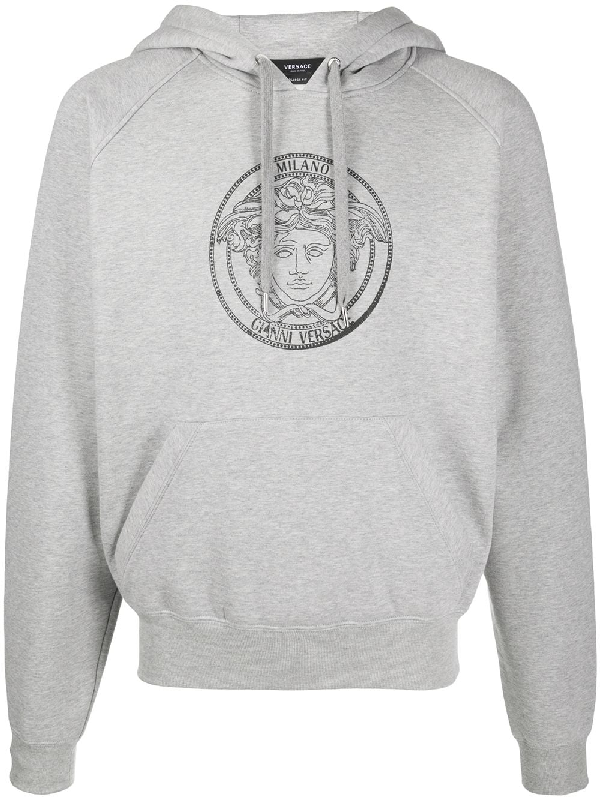 Versace Logo Hoodie In Grey | ModeSens