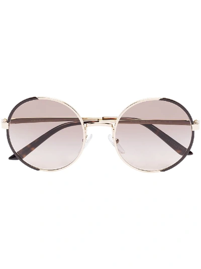 Shop Prada Round-frame Gradient-lens Sunglasses In Gold