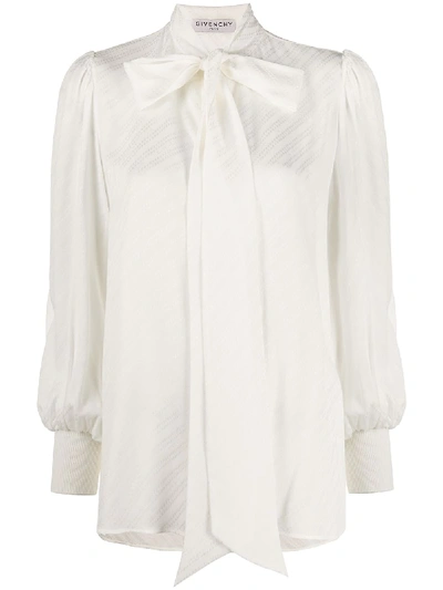 Shop Givenchy Pussy-bow Silk Blouse In White