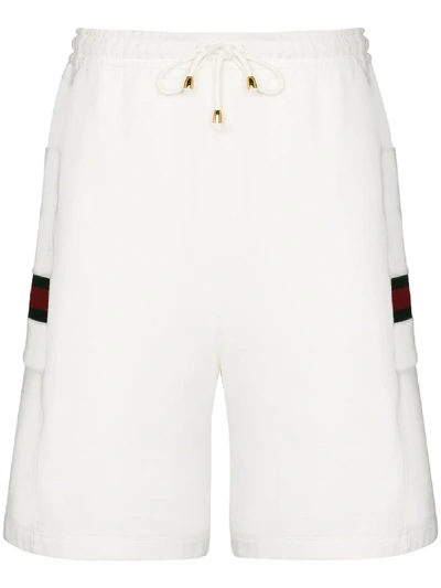 Shop Gucci Web Stripe Track Shorts In White