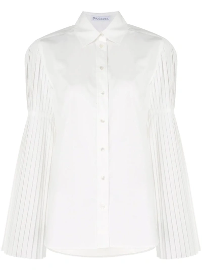 Shop Jw Anderson Pleated Sleeve Shirt In White