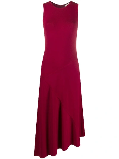 Shop Michael Michael Kors Asymmetric Hem Midi Dress In Red