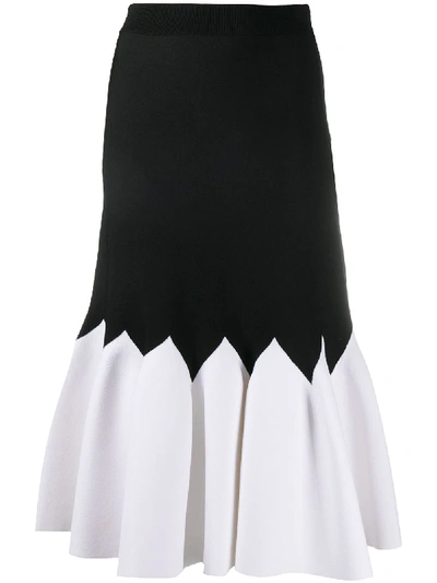 Shop Alexander Mcqueen Two-tone Pleated Hem Skirt In Black