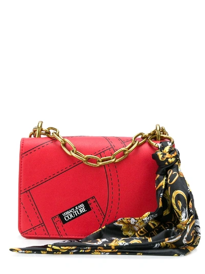 Shop Versace Jeans Couture Jeans-print Crossbody Bag In Red