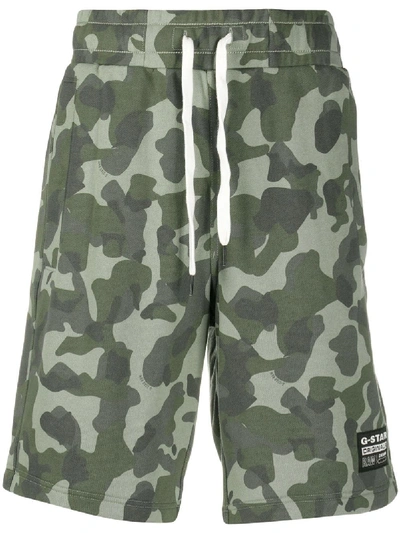 Shop G-star Raw Brush Camouflage Track Shorts In Green