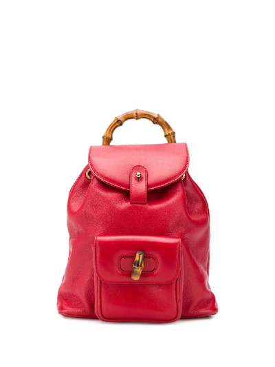 Pre-owned Gucci 1990s Bamboo Mini Backpack In Red