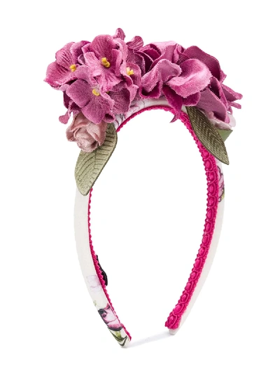 Shop Monnalisa Floral Embroidered Hair Band In White