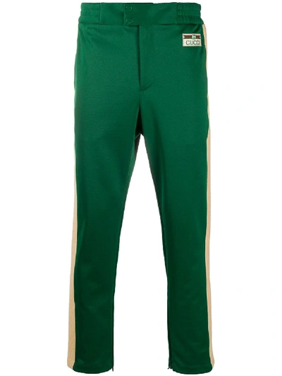 Shop Gucci Side-stripe Track Pants In Green