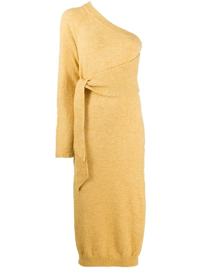 Shop Nanushka One Shoulder Sweater Dress In Yellow