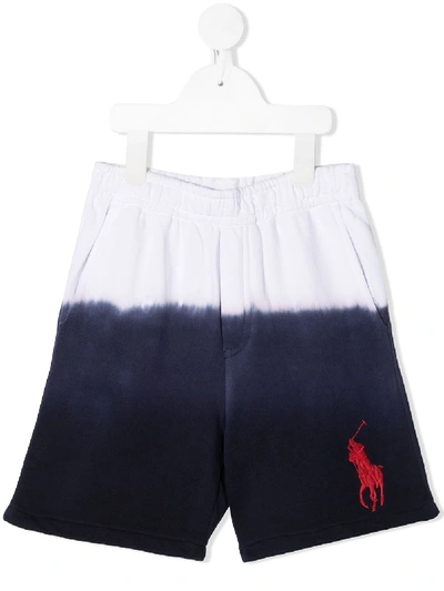 Shop Ralph Lauren Gradient Embroidered Logo Swim Shorts In Blue