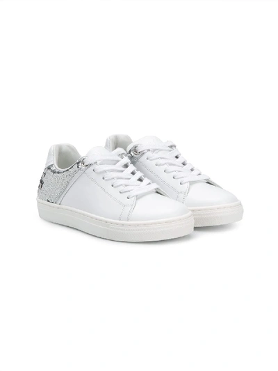 Shop Balmain Sequin-panel Low Top Trainers In White