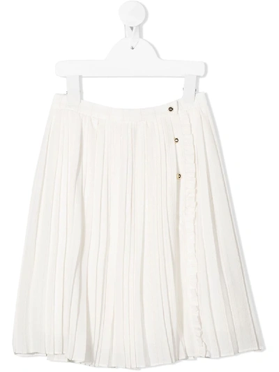Shop Chloé Pleated Midi Skirt In White