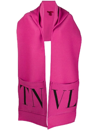 Shop Valentino Large Vltn Knitted Scarf In Pink