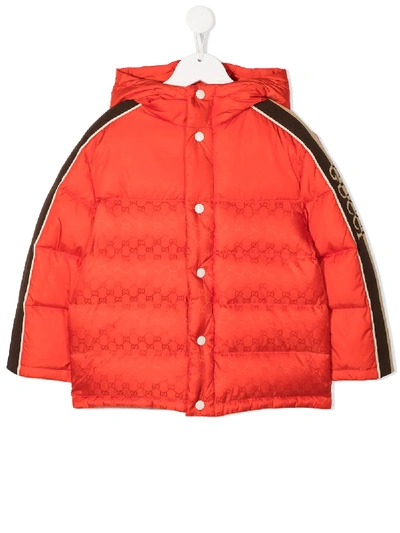 Shop Gucci Gg Supreme Padded Jacket In Orange