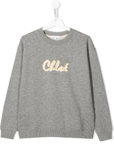 Shop Chloé Teen Logo-print Sweatshirt In Grey